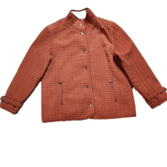 Size XL Quilted spring Jacket Muted Orange color Collared GALLERY - Picture 8 of 16